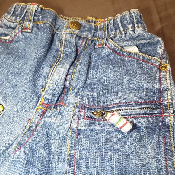 Vintage Denim Overalls Fire Truck Firefighter Design Adjustable Durable 12m Size - Picture 10 of 11